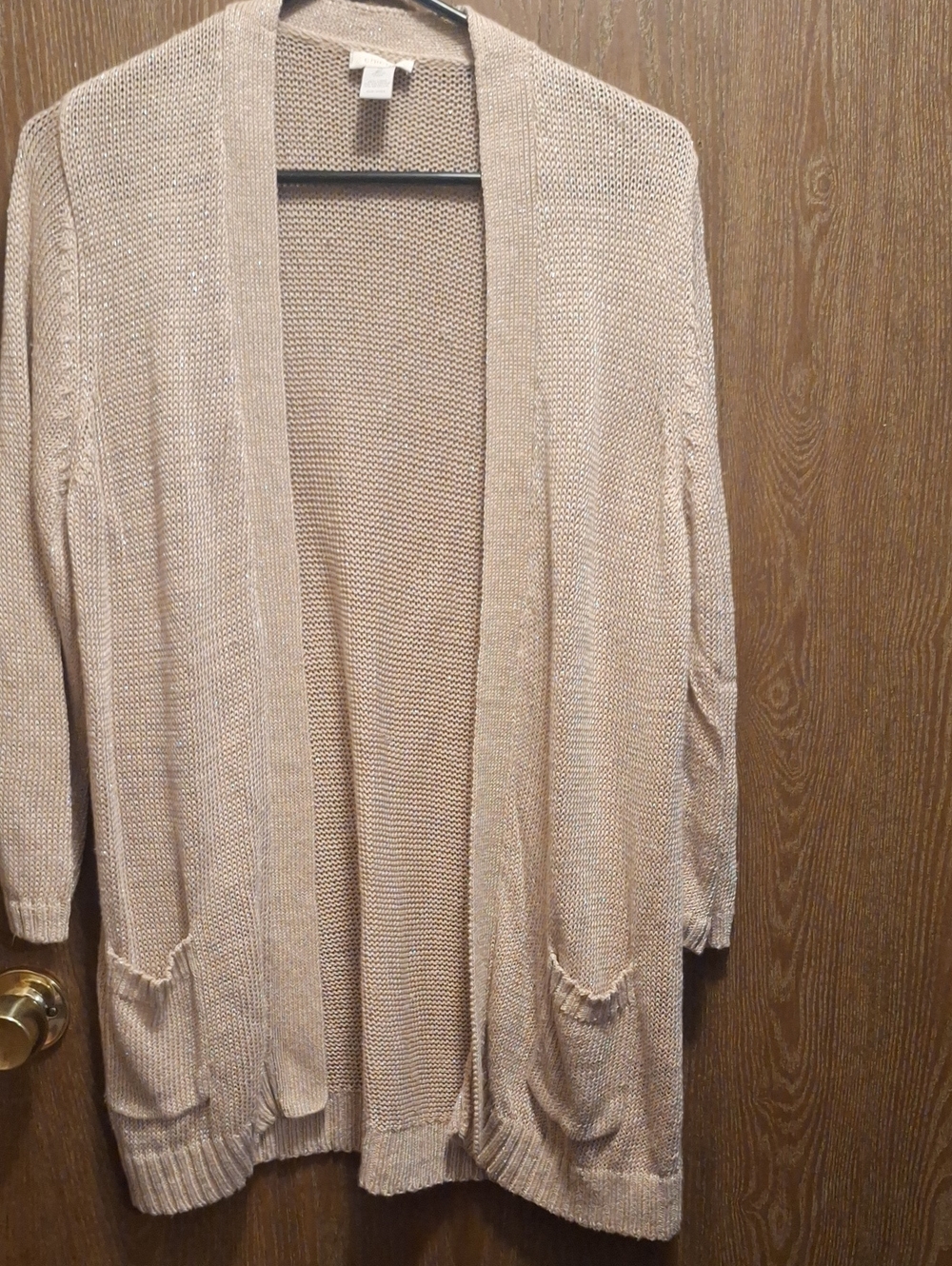 Chico's Open-Front Knit Cardigan in Taupe Beige